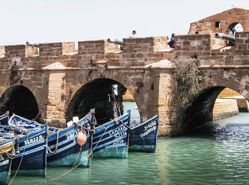 Fishing boats at the harbor in Essaouira.