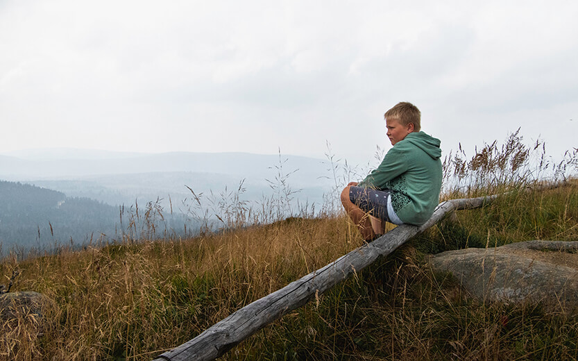Sebastian takes in the view over Brocken, the highest mountain in the Harz.
