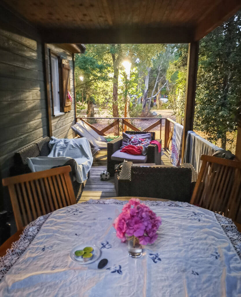 The terrace of our cabin, Bagheera, Corsica
