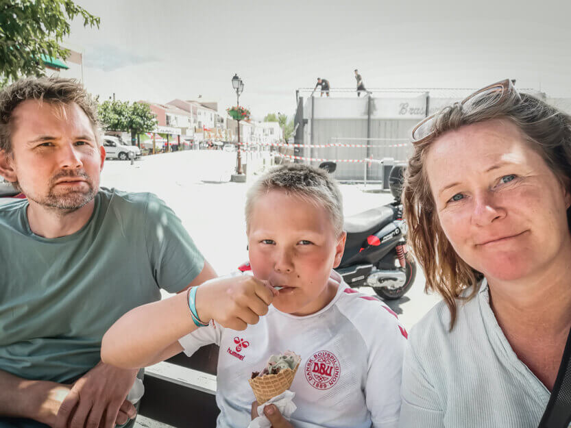 There’s always room for ice cream when we’re out and about. Here, we’ve found a spot in the shade at the harbor in Saint-Florent.