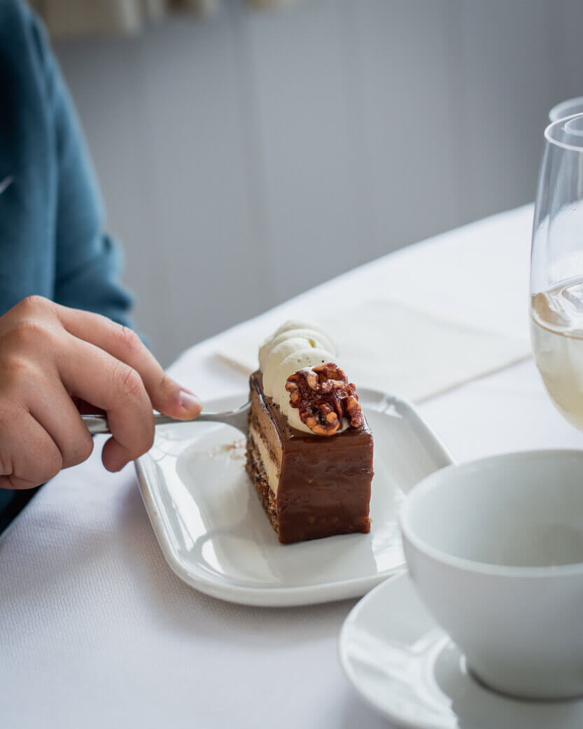 The walnut layer cake at Svinkløv Badehotel.