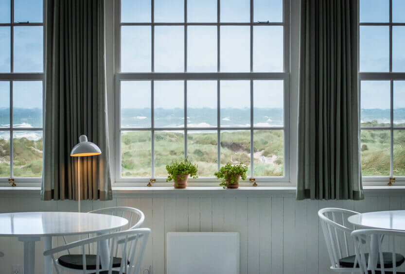 The beautiful view from the restaurant at Svinkløv Badehotel.