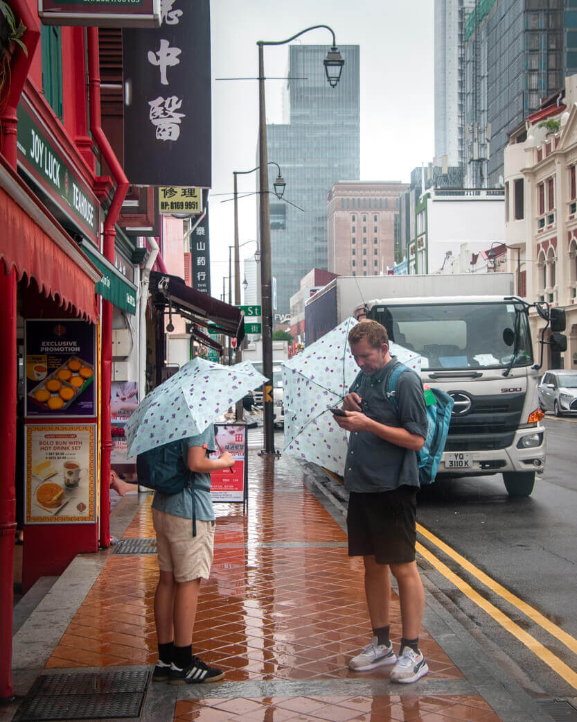 It rained a little while we visited Singapore’s Chinatown.