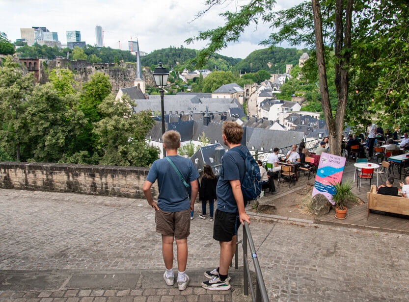 Peter and Sebastian at Chemin de la Corniche, Luxembourg