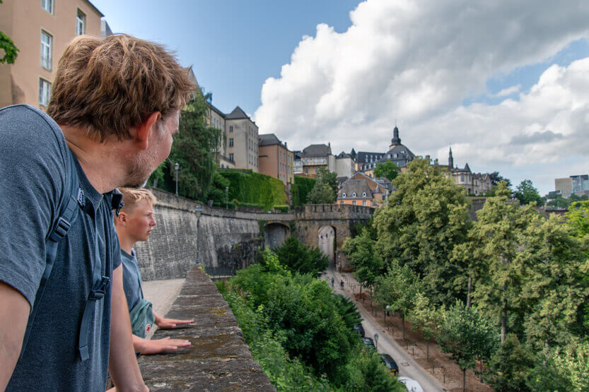 Peter and Sebastian at Chemin de la Corniche, Luxembourg